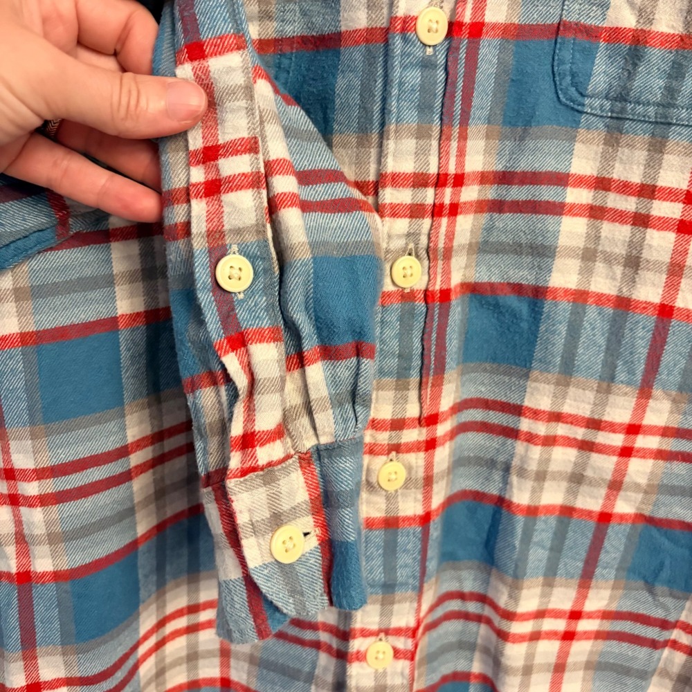 J.Crew Flannel Plaid Button Down Shirt Blue Red White Size M Long Sleeve J Crew - Picture 4 of 9